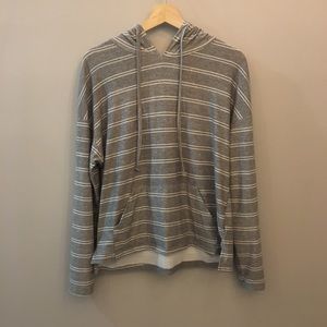 Grey and white striped hoodie